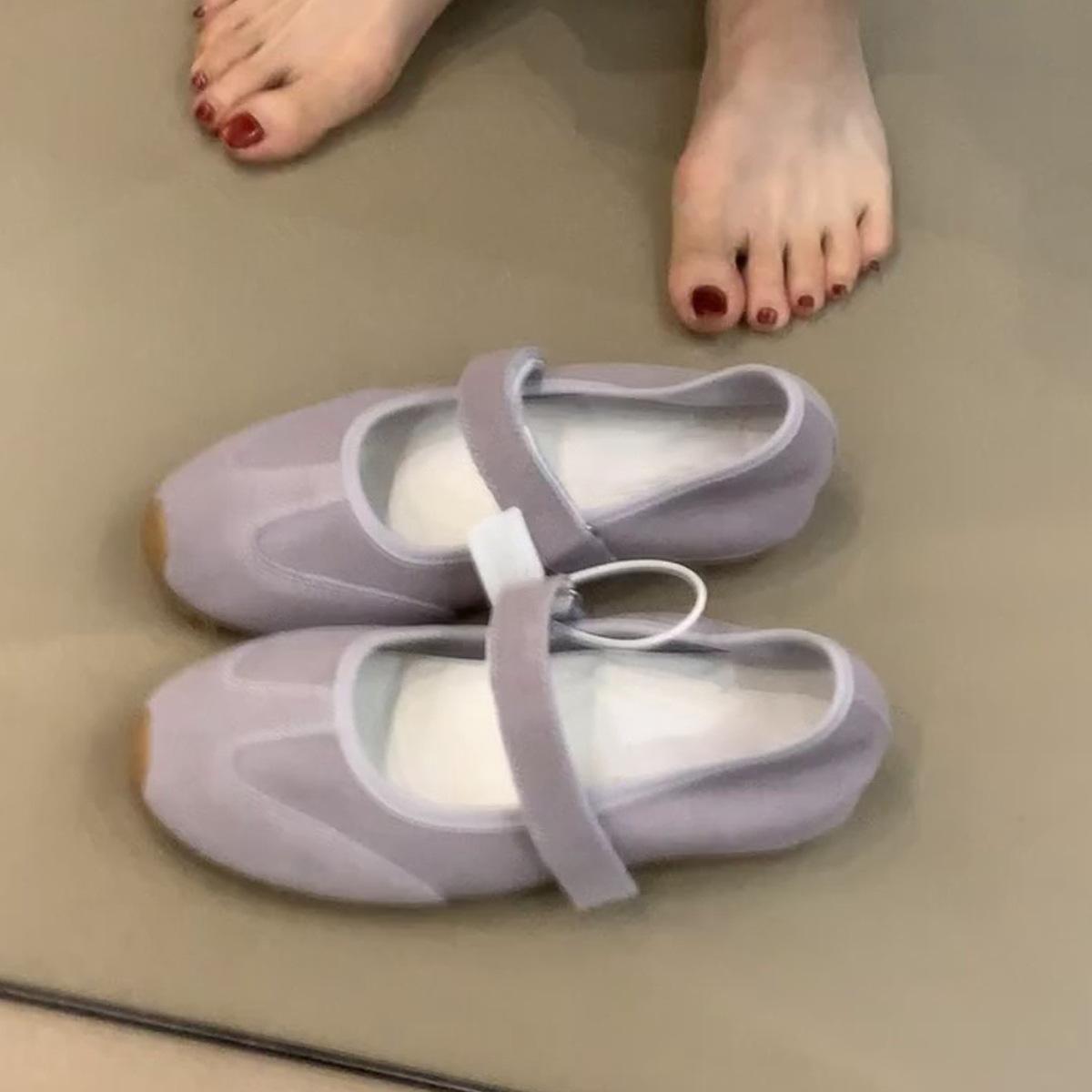 

Версия из мягкой кожи~ Спортивные туфли Мэри Джейн На липучке Повседневная обувь Обувь Dexun Универсальные туфли на плоской подошве Французские балетки 40 фиолетовый