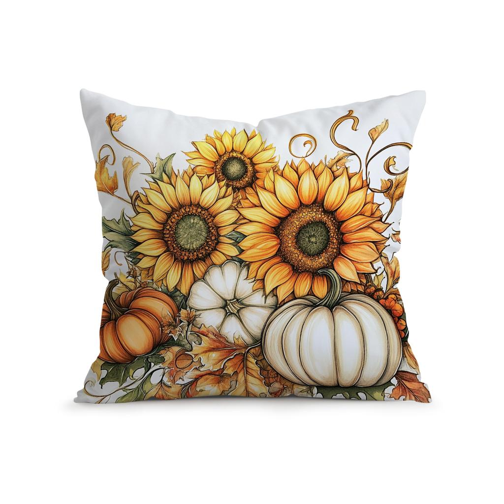 Theme Pumpkin Sunflower Pillowcase Printed Polyester 45X45Cm Throw Pillowcover Decorative Sofa Cushion Pillowslip Home Decor