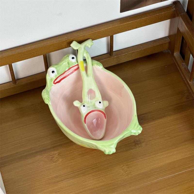 Ciotola Rana Personalità Astratta Divertente Grande Capacità Ciotola da Dessert Bizzarra Ceramica Ciotola per Riso Regalo Regalo Amico Ciotola per Riso
