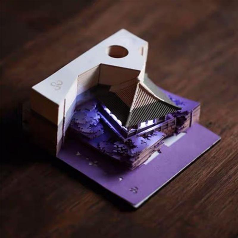 Maßgeschneiderter 3D Notizblock Papierbasteln Haftnotizen Lesezeichen Rosa Haus Villa Notizpapierwürfel für Freundinnengeschenke