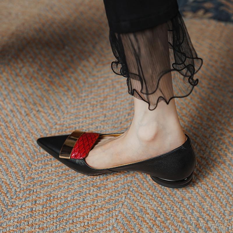2024 Spring Autumn  High Heel Women Pumps Genuine Leather Ladies Single Shoes Shallow Pointed Toe Office Dress Shoes Party Shoes