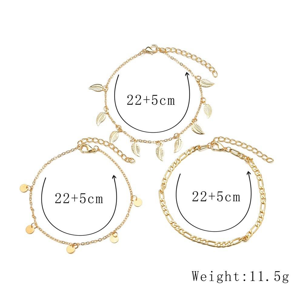 Foot decoration summer simple personality multi-layer anklet popular leaf peach sequined pendant chain female