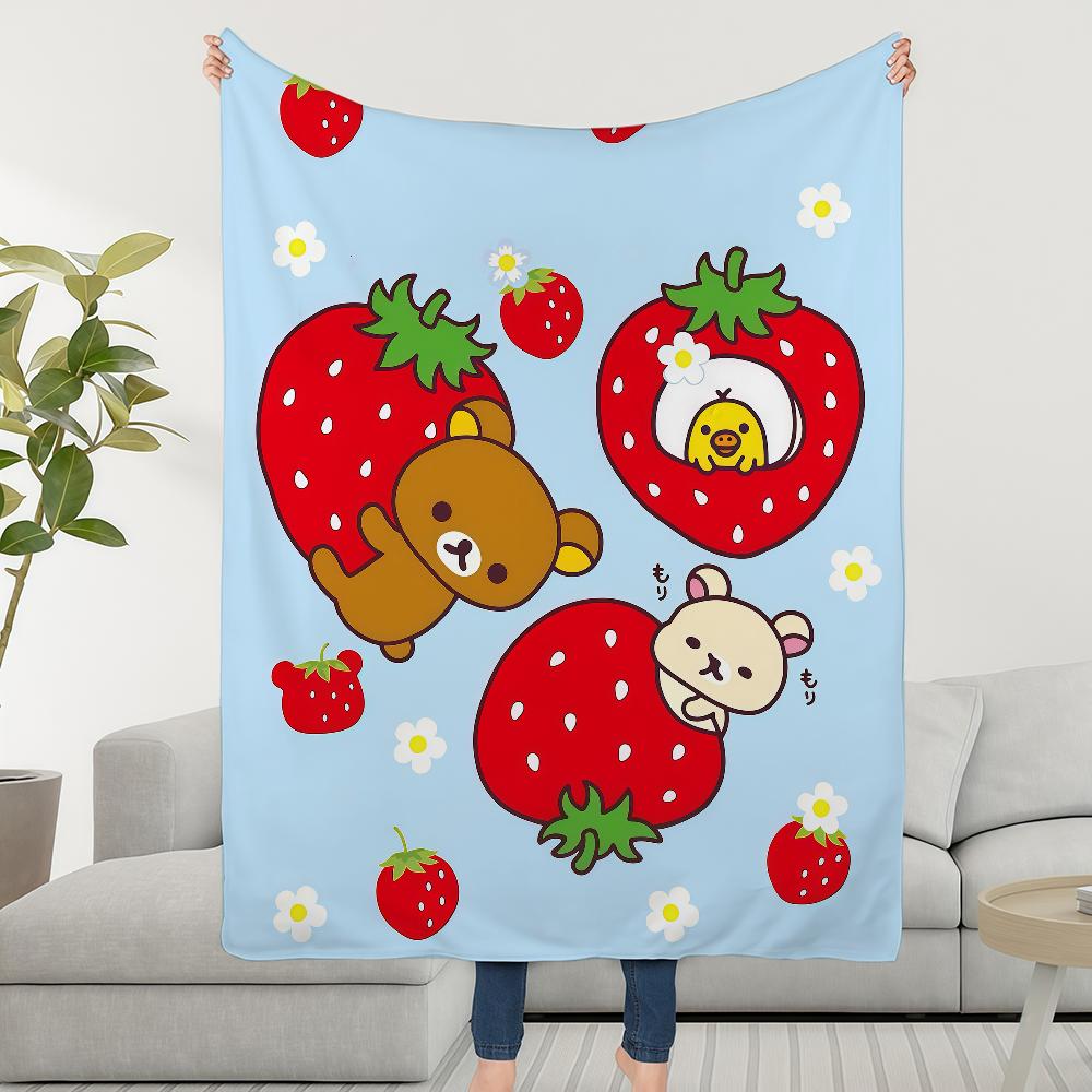 R-Rilakkuma Cute Bear Blanket Soft Warm Furry Throw Super Kids Toys Bed Sofa Car Cradle