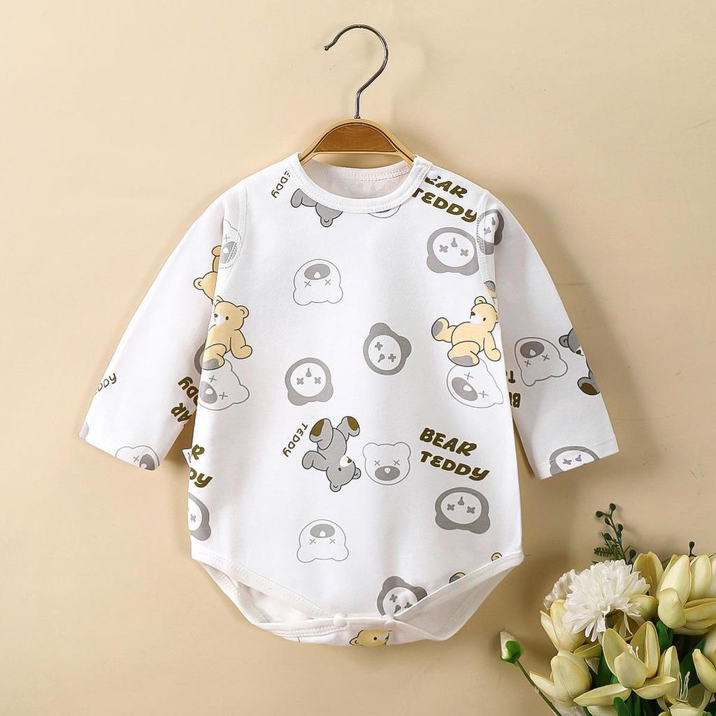 Spring & Autumn Baby Romper, Pure Cotton, Long Sleeve Wrap-over Onesie