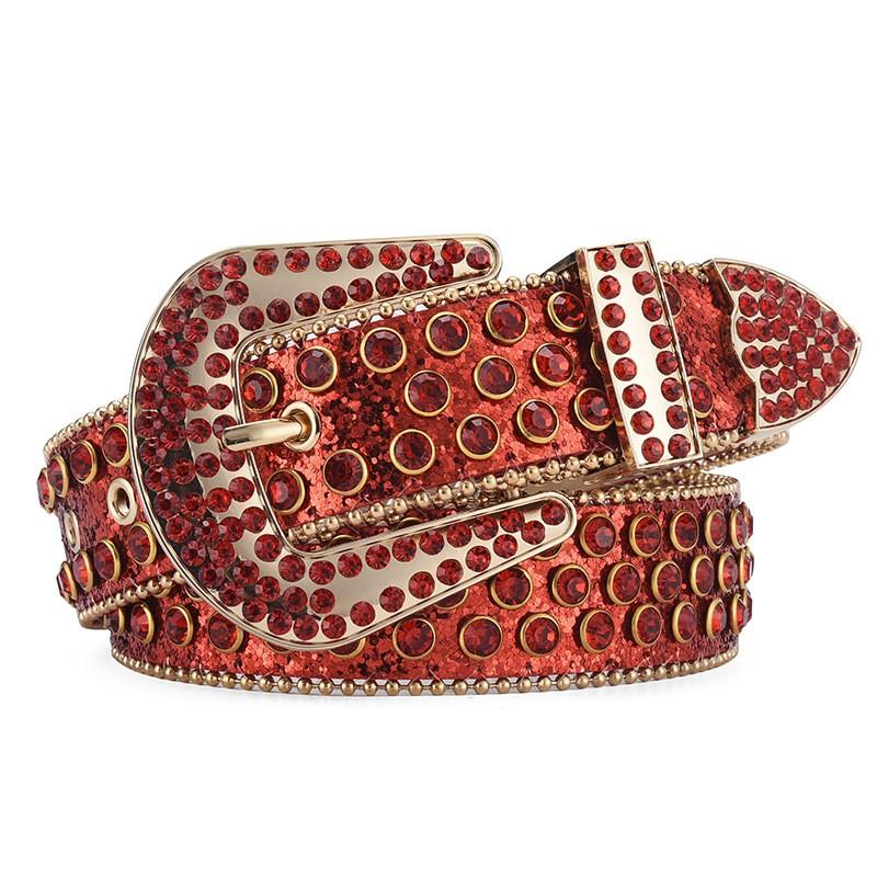 Amazon Fashion Men's and Women's Belts Punk Style Rock Trend Flow Rivet rhinestone Inlaid Wide Belt Women's Versatile Jeans Belt