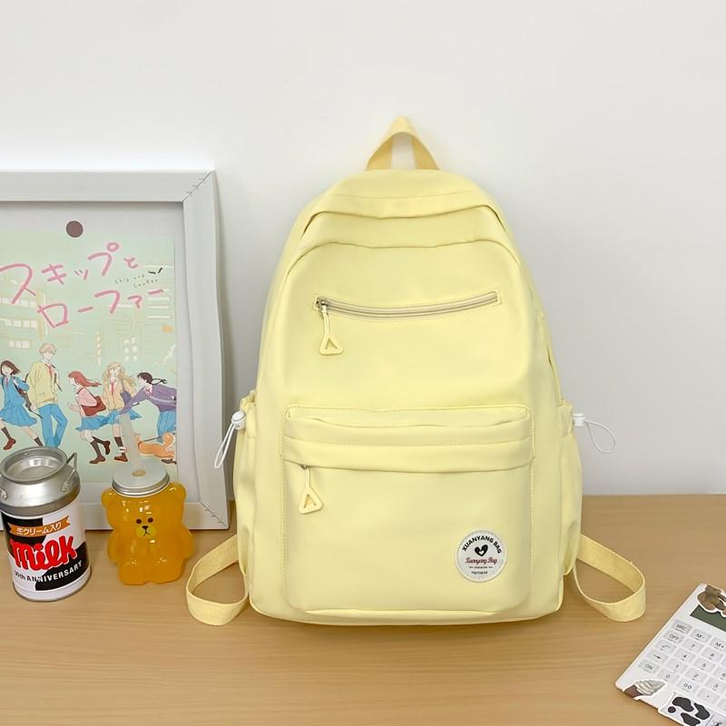 Large Capacity School Bag Women's Solid Color Backpack Lightweight Student Backpack Sports Travel Bag