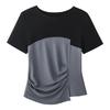 Women's Summer Slimming Waist Design Sense Stitching Fake Two Short Sleeve Top
