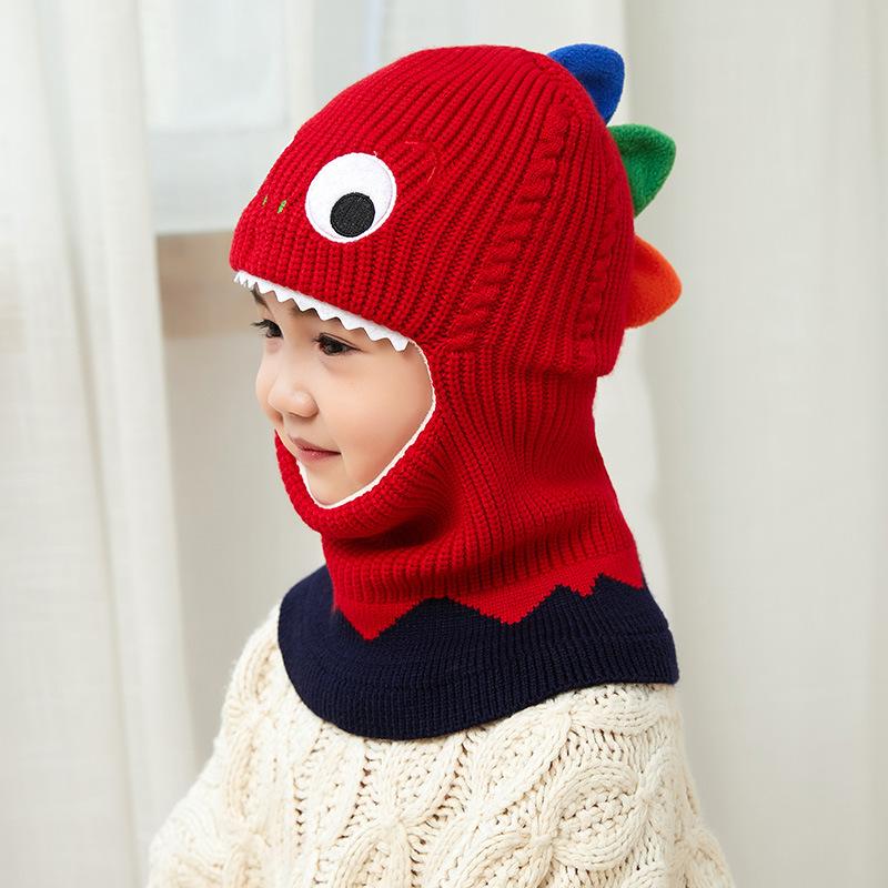 Children's Hats Autumn and Winter Girls Fleece Ear Protection Scarf Baby Winter Windproof Face Protection Integrated Wool Hat