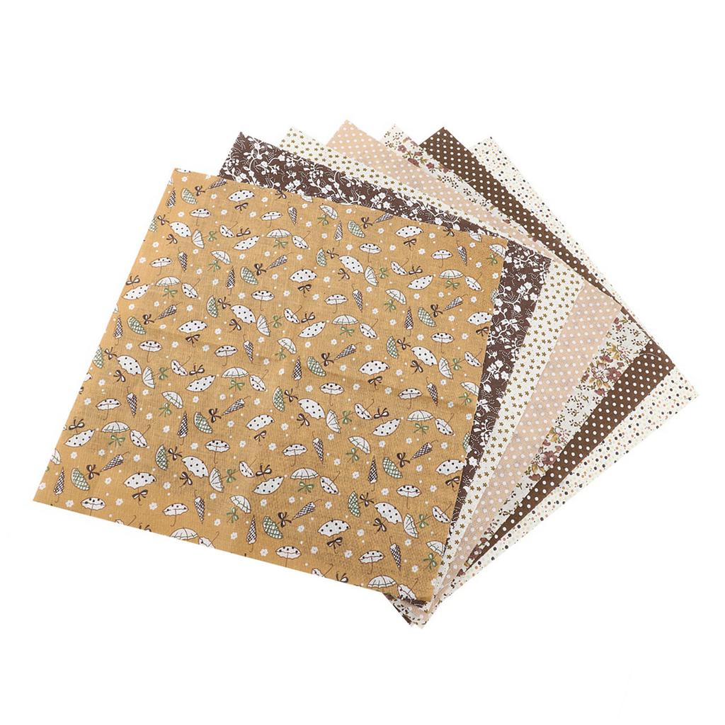 7 stk 50*50 cm Bomullsstoff DIY Assorted Squares Pre Cut Sengesett Quarters Bundle (brun)