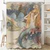 Vintage Red Flower Print Shower Curtain 3D Birds Bath Decoration Home Decor Waterproof Fabric Bathroom Accessories