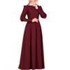Middle Eastern Style Buttoned European and American Dress Slim Fit Large Hem Long Sleeve Decorative Button Retro Ethnic Style Gown Palace Style