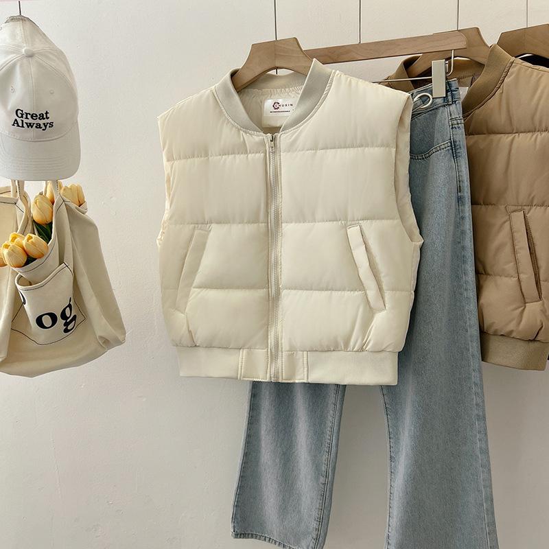 New short cotton-padded vest women's fashion baseball collar versatile and thin vest jacket tide