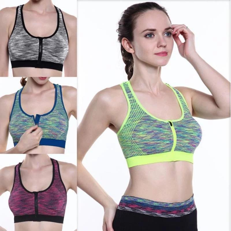 Sutien Sport Yoga Femei cu Fermoar Push up Vestă Lenjerie Intimă Sutien