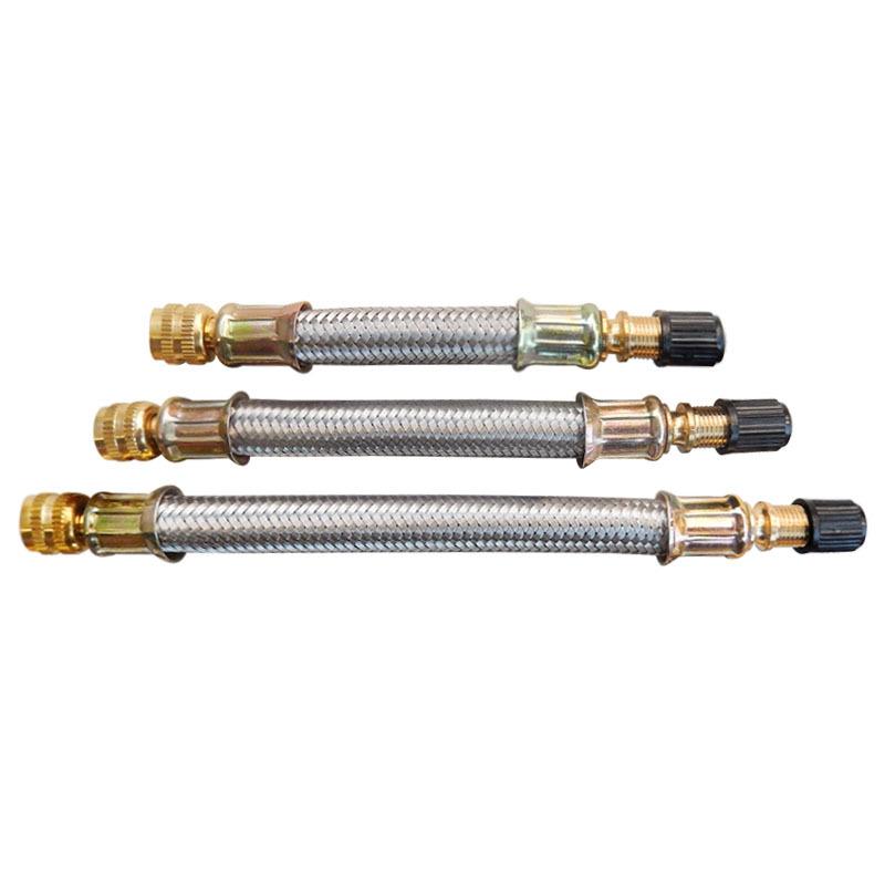 Stainless Steel Mesh Wrapped Flexible Braided Metal BRASS Rubber TYRE VALVE EXTENSION Flexible TRUCK TRANSIT VAN Car ADAPTOR Tire Chucks 1