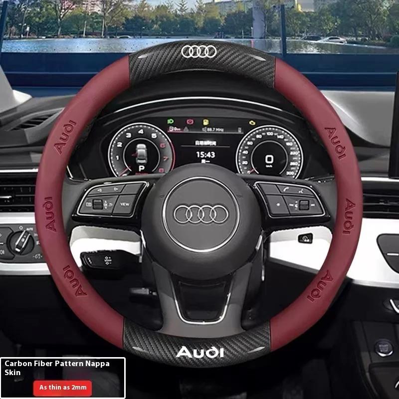 Leather Car Steering Wheel Cover for qaz24 A3 8y Rs3 A5 B10 A1 Q5 Q4 A6 Etron 2025 Accessories
