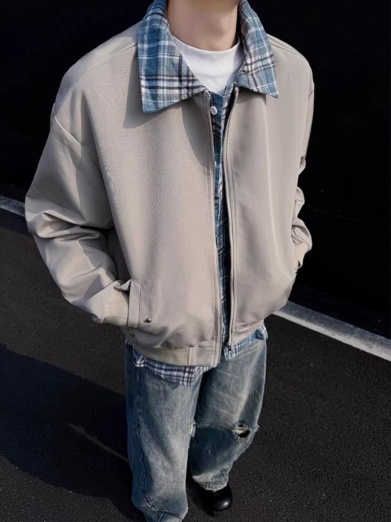 Fake zweiteilige Jacke im Hongkong-Stil für junge Trendsetter, Old-Money-Stil, Herren-Frühlings- und Herbstjacke, lässiger Mantel, moderner Kastenschnitt