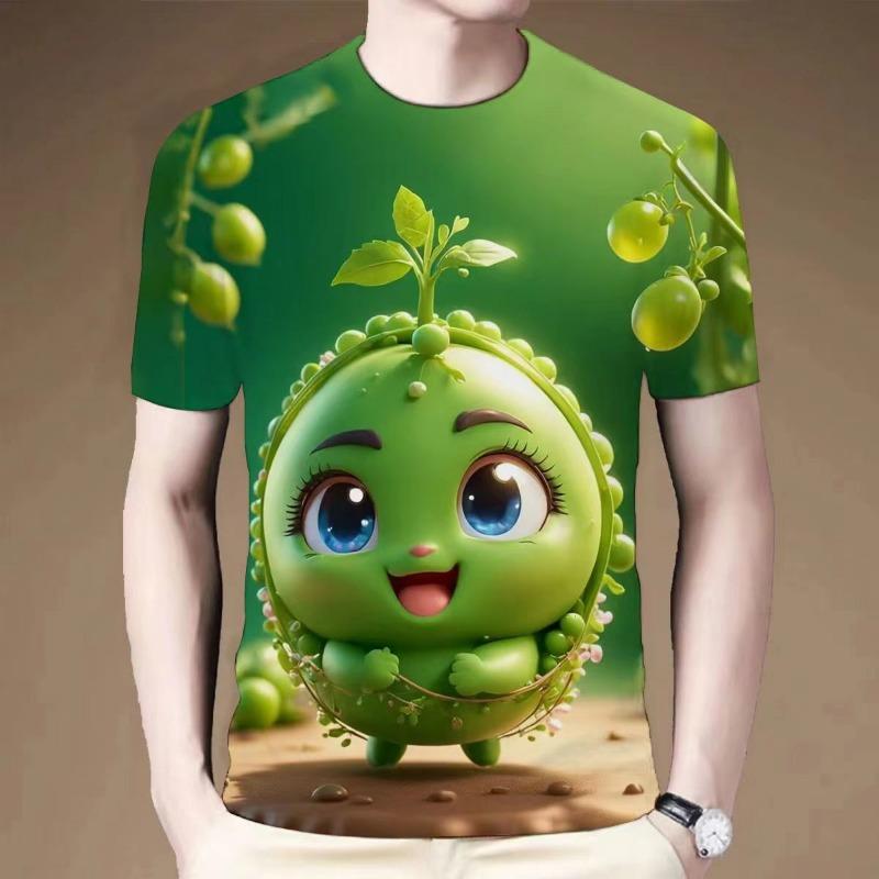 

Летние креативные забавные футболки с коротким рукавом с 3D-принтом и мультяшным овощным узором, летние модные повседневные мужские футболки с круглым вырезом S