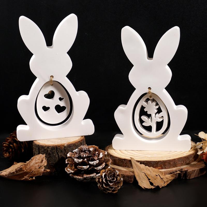 Easter Bunny Hanging Ring Mold Rabbit Easter Egg Mushroom Tag Plaster Hanging Ornament Easter Decor Silicone Mold