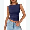 Solid Color round Neck Sleeveless Top Solid Crew Neck Slim fit Sleeveless Top Women