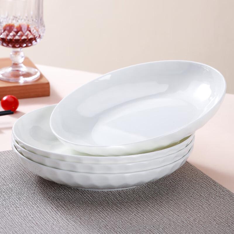 Sky Top Pure White Embossed Bone China Dinner Plates - Crystal Series