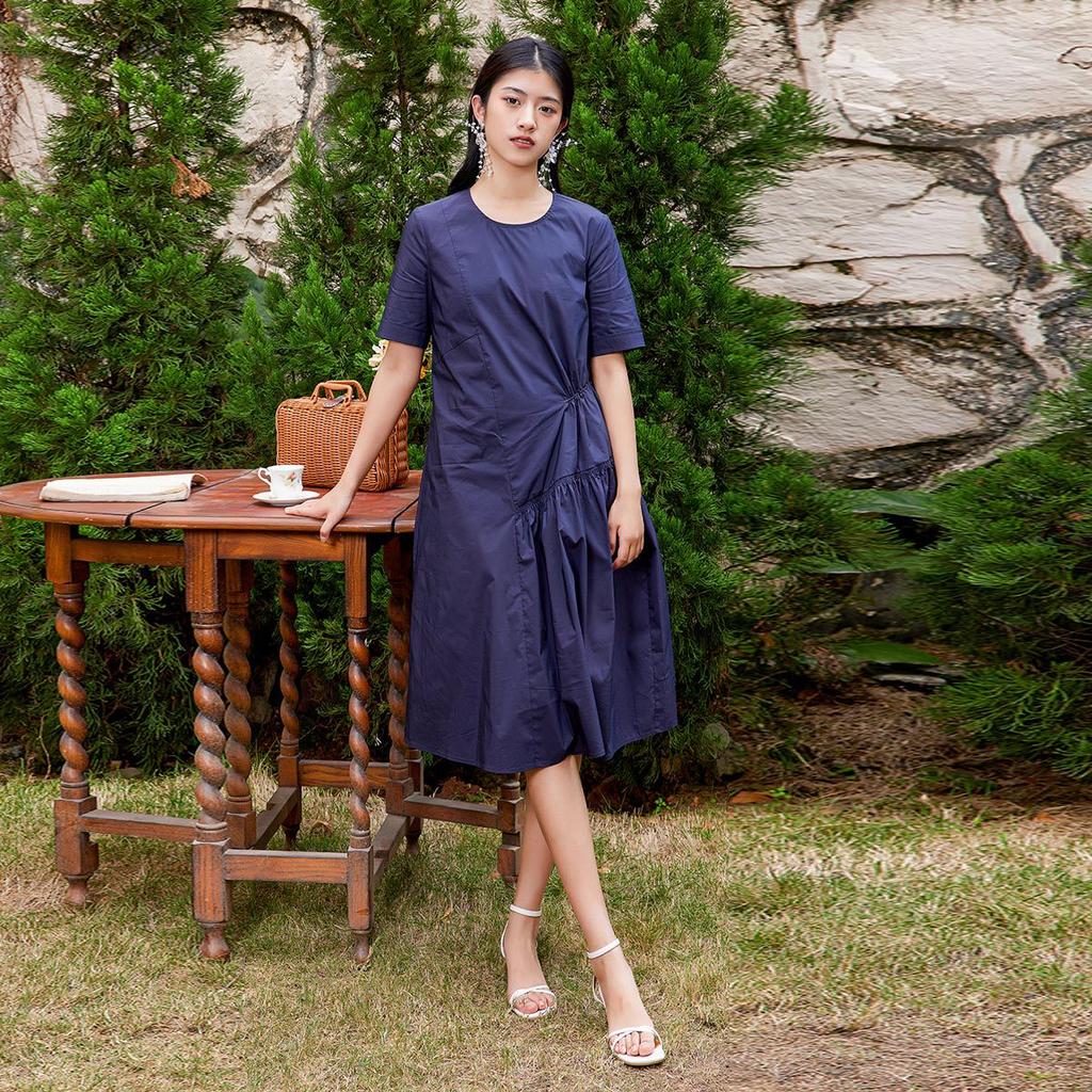 [Shirt Skirt] Summer Solid Color Simple Age Reducing Mid Length Women's Dress