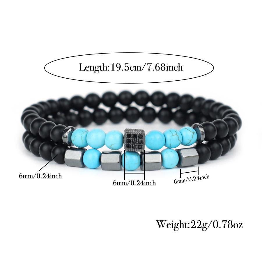 Noter 2Pcs Men Bracelet Set Luxury High Quality Zirconia Strand Braslet 5 Colors Options Volcanic Onyx Hematite Healing Braclet
