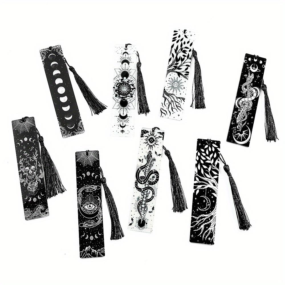 1PC Segnalibro serie in bianco e nero in stile scuro: segnalibro in acrilico con ciondolo, regalo di compleanno e Natale per gli amanti dei libri