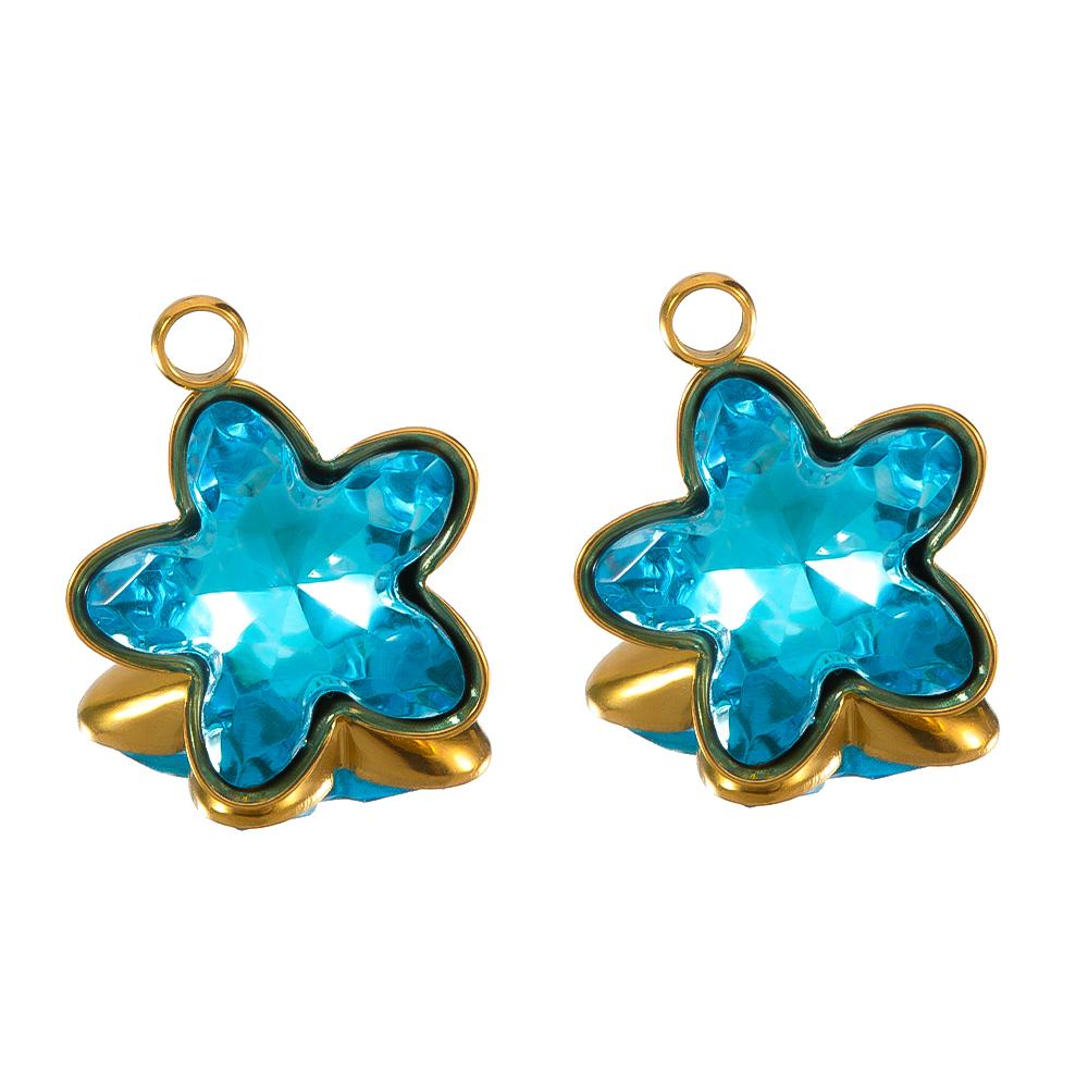 5pcs Colorful Crystal Charms Stainless Steel Geometry Oval Star Flower Charm Earrings Pendants for DIY Necklace Jewelry Findings