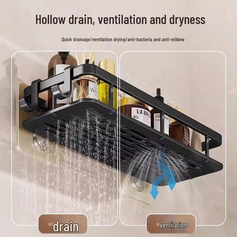 LIEI Wall-Mounted Suction Cup Bathroom Shelf