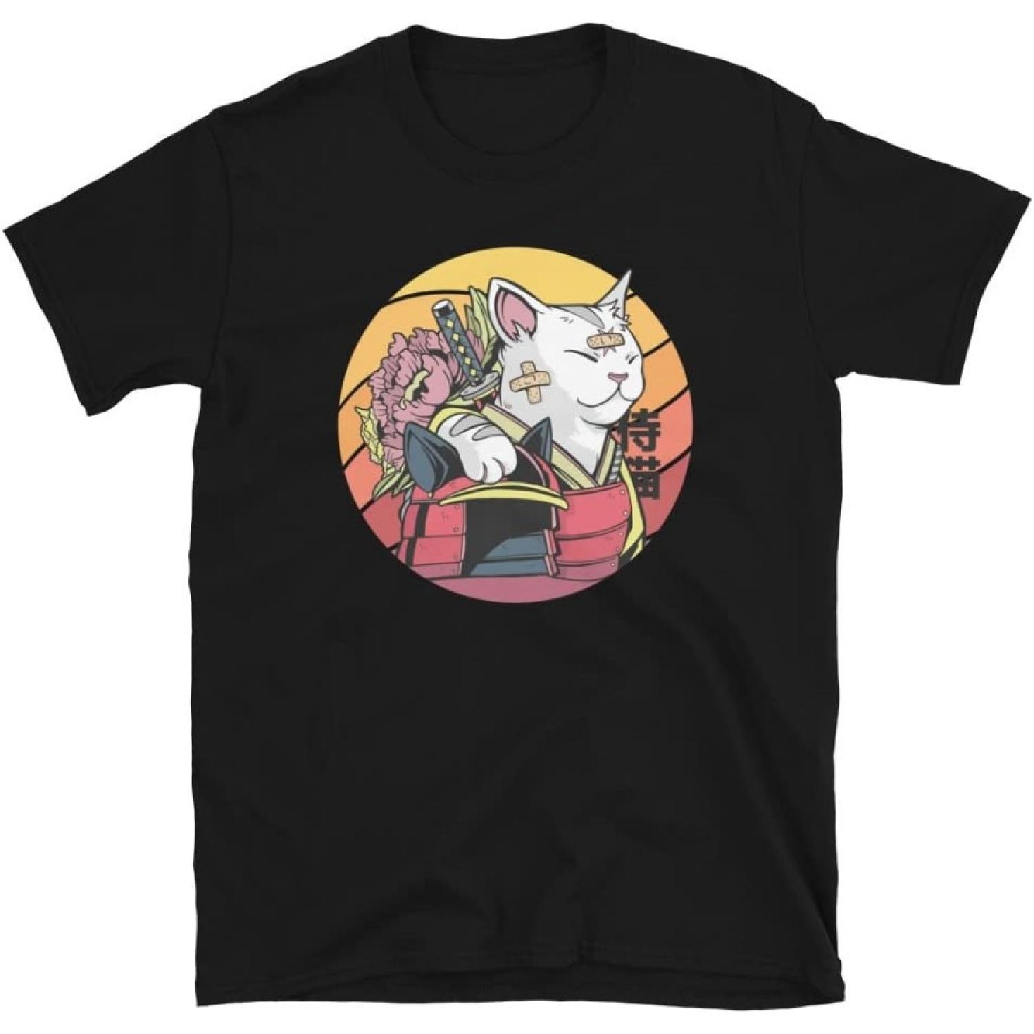 

Retro Anime Cat Samurai Aesthetic Japanese Warrior Kitty T Shirt, Black, Small XXXXXL різнокольоровий