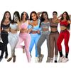 2026 Women Sleeveless Crop Tank High Waist Scrunch Butt Leggings 2 Piece Yoga Workout Tracksuit Solid Contrast Stripe Gym Fitness Set