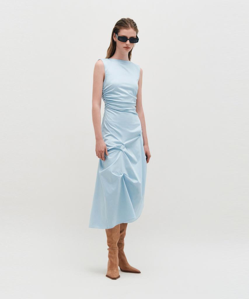 Kimjisu Dozi - Sleeveless Pinched Long Dress _ Sky Blue