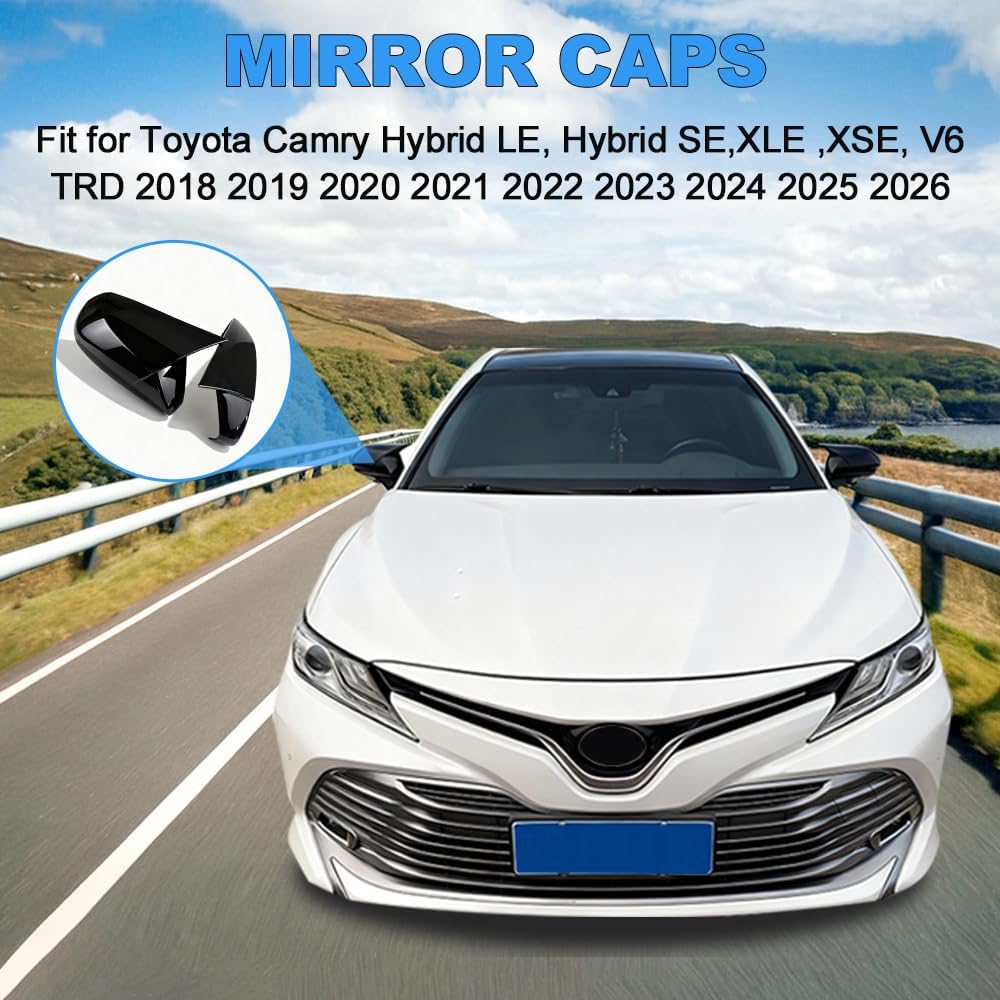 Car Ox Horn Side Rearview Mirror Cover Wing Mirror Protect Decorate Covers Auto Exterior Decoration Accessories For Toyota Camry 2018 2024