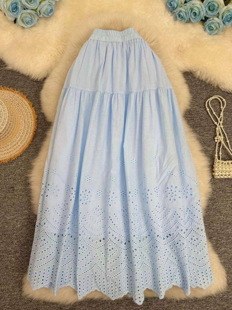 European & American Lace Patchwork A-line Midi Skirt - Classic, Versatile & Stylish