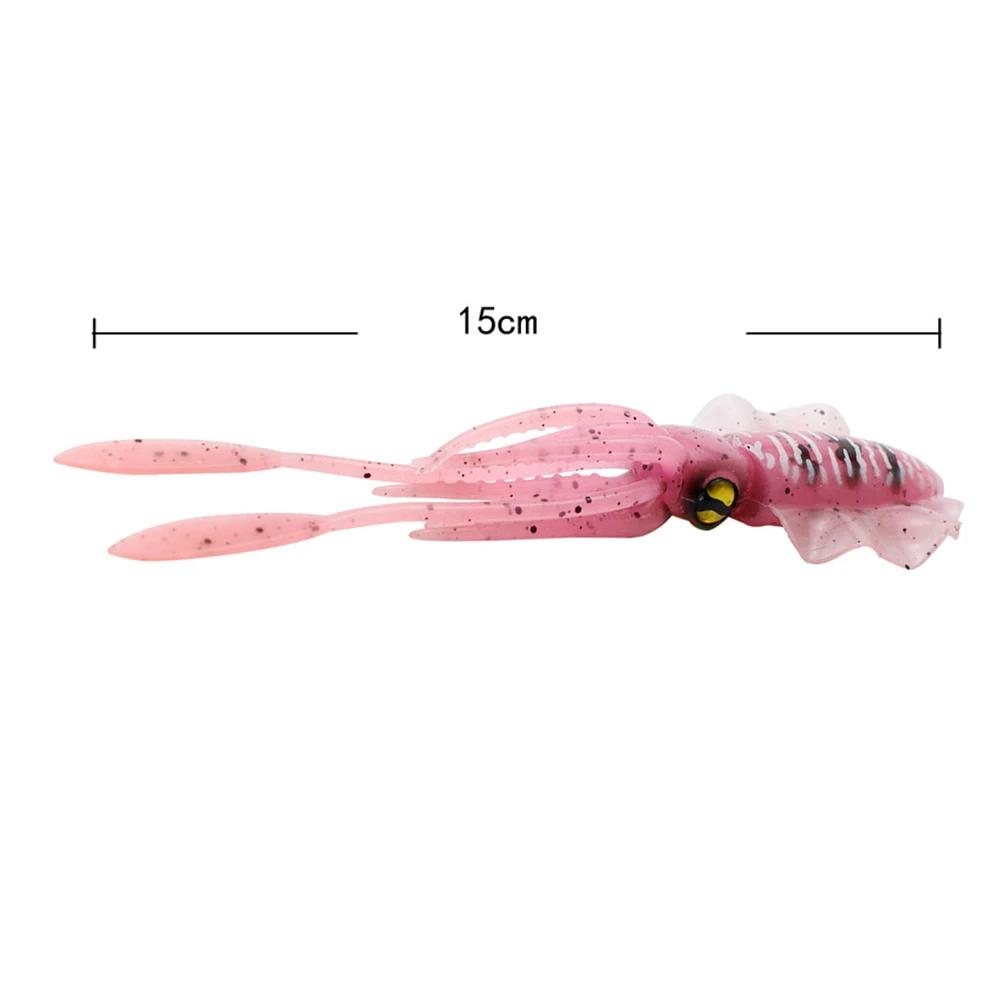 15cm 20g Silicone Soft Artificial Rubber Luminous/UV Squid Jig Fishing Lures For Sea Fishing Trolling Wobbler Bait Fishing Tackl