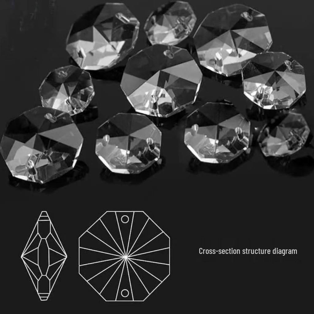 14mm Transparent Octagonal Crystal Beads for Curtains and Lighting Fixtures