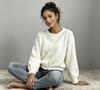 Cross-border Amazon Hot-selling Crew Neck Pearl Buckle Imitation Mink Sweater Jacket Short Solid Color Knitted Cardigan Women