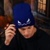 Halloween Knit Hat with Pumpkin and Devil Embroidery, Cute Trendy Winter for Women and Men