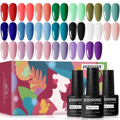 JODSONE Juego de Esmalte de Uñas en Gel 23 Piezas Arcoíris Neón Gel Brillante Colorido Base Top Coat Incluidos Kit de Inicio para Manicura DIY Salón Casa Arte de Uñas Regalo para