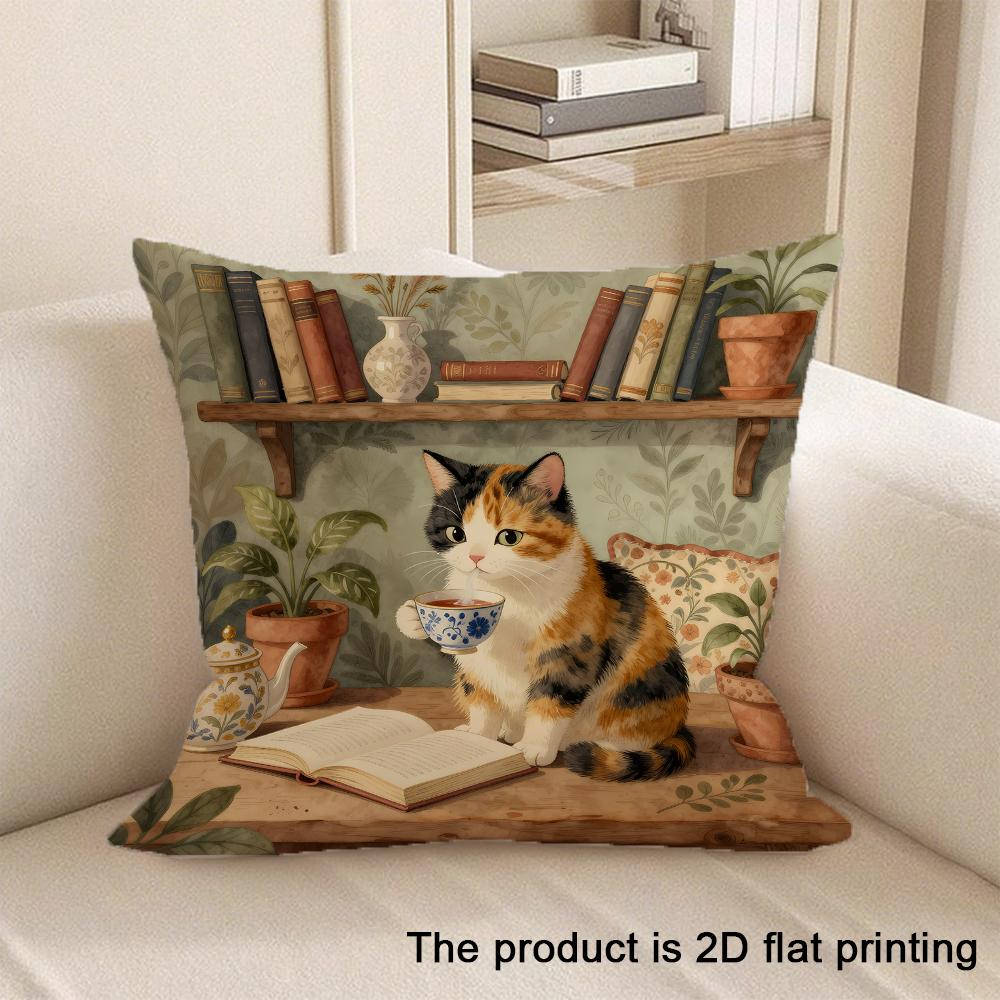 1pc Exquisite 2D Flat-Printed Pillowcases with Various Adorable Animal Designs Sofa Cushion Cover Home Bedroom Room Decoration