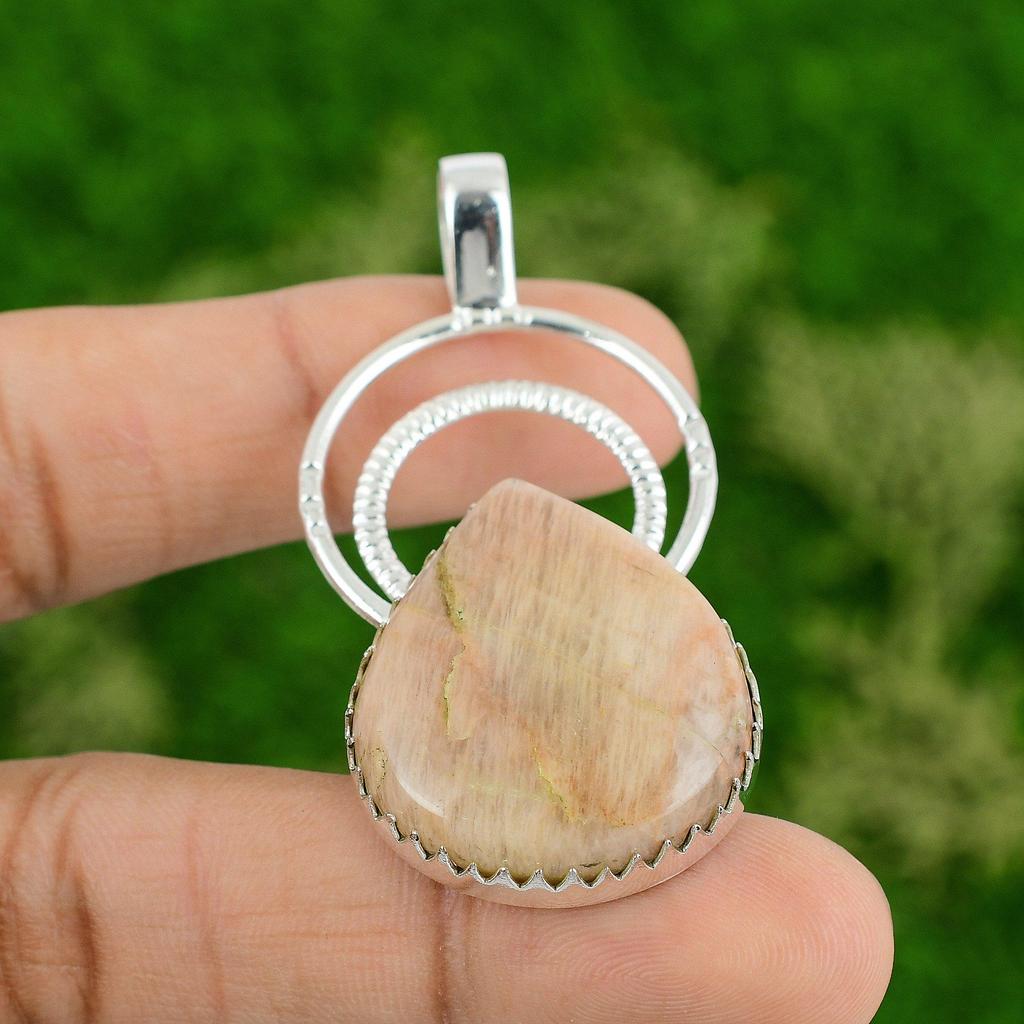 Daughters Day Deal Pear Aragonite Gemstone Wife Pendant Jewelry Sterling Silver