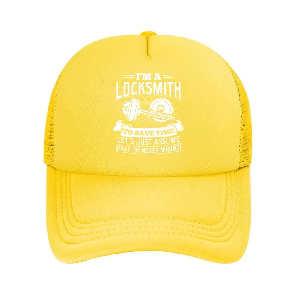 “Locksmith Humor” - Job Pride, Key Motif with Sarcastic Text for Tradespeople Mesh Baseball Cap