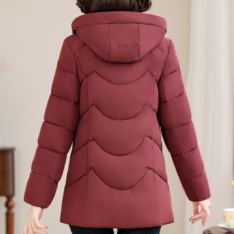 Paltoane de iarnă de mărime Plus XL-6XL pentru femei Parka scurtă cu glugă Elegantă, groasă, călduroasă, îmbrăcăminte exterioară, jachete pentru femei de vârstă mijlocie