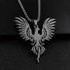 Fashionable and Simple Firebird Phoenix Necklace Daily Titanium Steel Pendant Jewelry for Men and Women