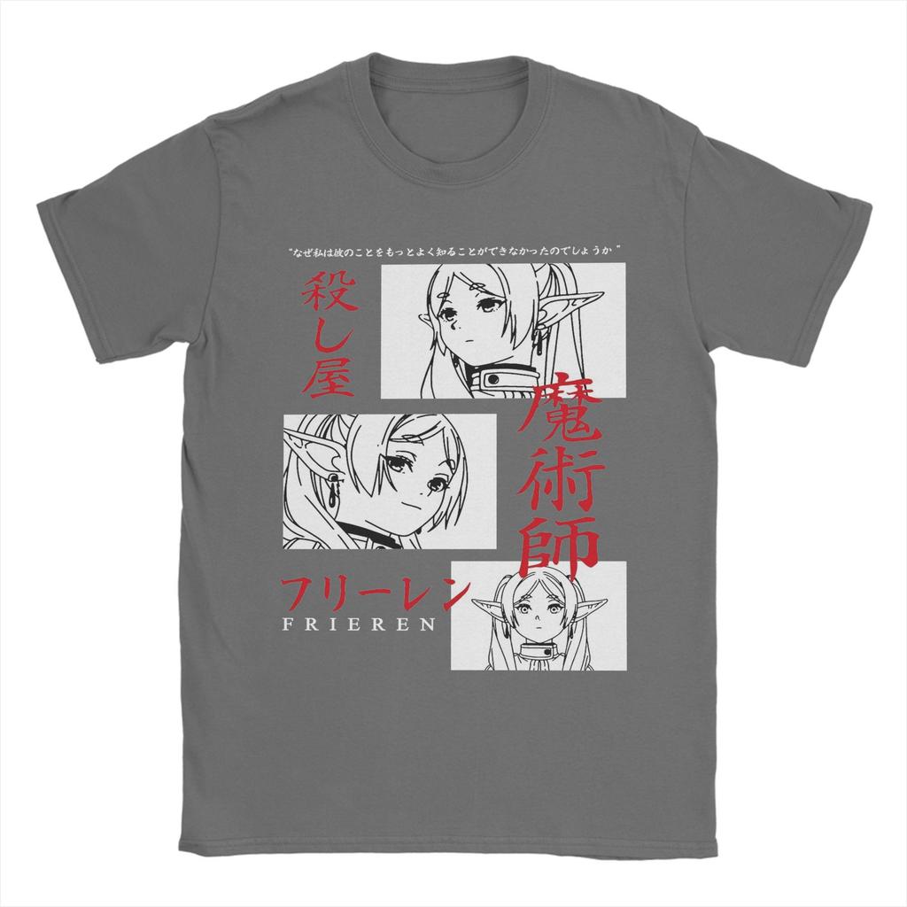 Sousou No Frieren T Shirt Men Pure Cotton Vintage T-Shirts Crew Neck Japanese Anime Tees Short Sleeve Clothing 4XL 5XL