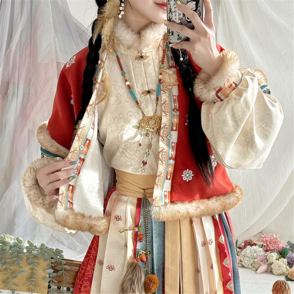 Hanfu in stile dinastia Tang cinese Fornisce alle donne Completi Invernali Spessi per l'Uso Quotidiano