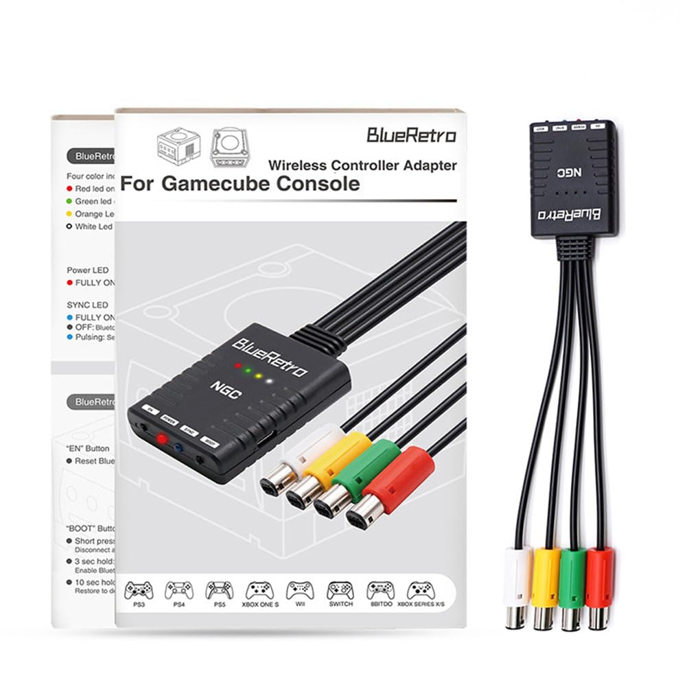 GameCube Bluetooth Wireless Grip Controller BlueRetro for GameCube 4 Bluetooth Compatible Xbox One Series U PS5 PS4 S/Xbox XS/Wii/Wii Pro/Switch