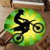 1 Stück Motorrad-Stuntfahrer Runder Stuhlmatte Büro Teppich - Rutschfest, Bodenmatte für Büro, Schlafzimmer und Innendekoration p127281