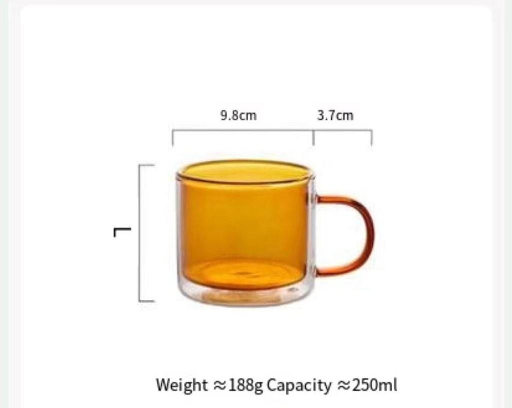250ml Colorful Glass Cups with Handle Heat Resistant Double Wall Milk Coffee Mugs Water Cups Clear Wine Glasse Home Drinkware