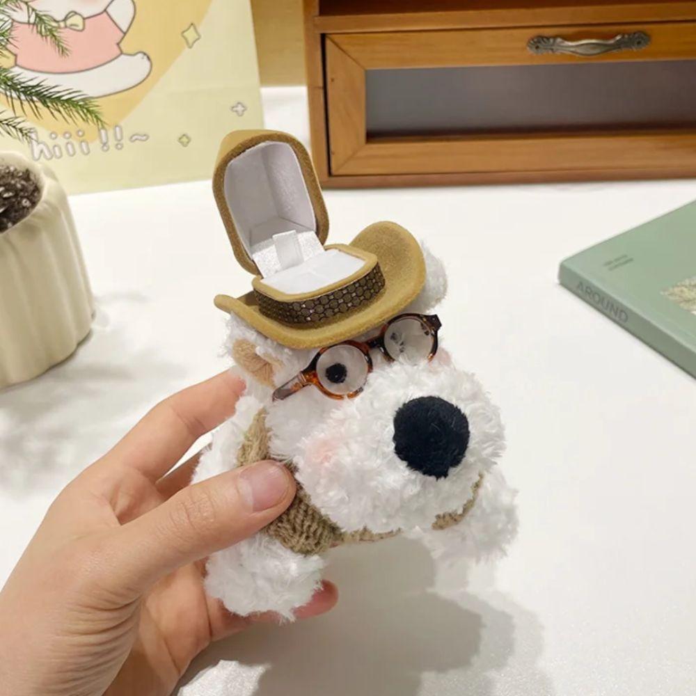 Hochzeitsring-Etui Plüsch-Paarring-Halter Plüsch-Hundewelpen-Puppe Ringbox Valentinstagsgeschenk